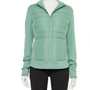 Tek Gear® Hooded Mixed-Media Jacket Plus  Size NWT Sage Embossed 1X